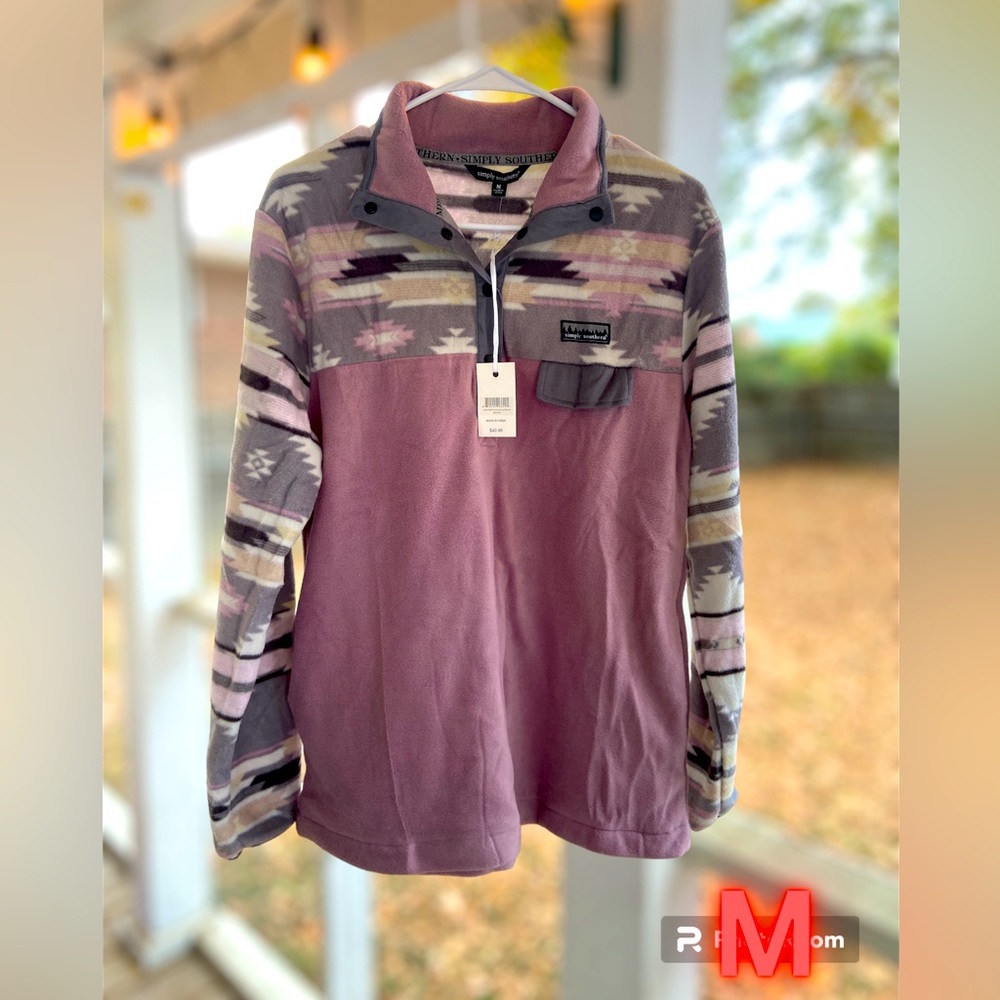 Simply Southern Purple Tribal Fleece Pullover